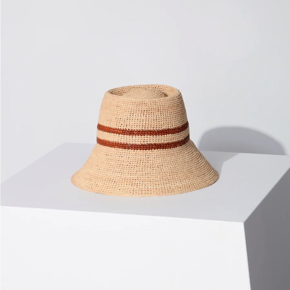 Janessa jeone straw hat. A raffia straw bucket hat made for summer.